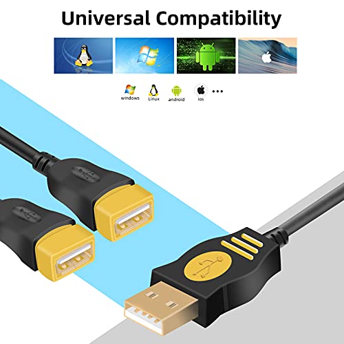 USB Splitters,FAOTUR USB Splitter Y Cable 1 Male to 2 Female Hub Power