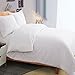 NTBAY 3 Pieces Duvet Cover Set Solid Color Microfiber with Hidden Zip(Twin, White)