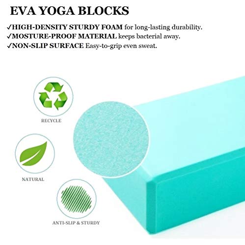 MOREFUN-2-Yoga-Blocks-and-Strap-Set-2pcs-EVA-Foam-Brick-9x6x3-and-8ft-Yoga-Resistance-Strap-to-Support-and-Deepen-Poses-Great-for-Yoga-Pilates-Workout-Fitness-Gym