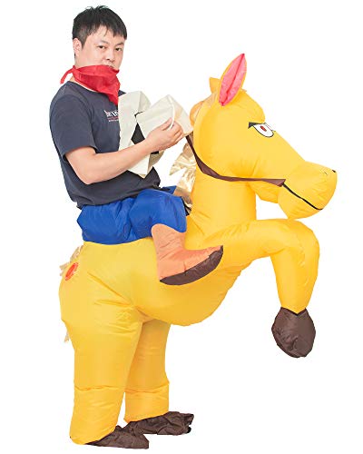 JYZCOS Inflatable Cowboy Costume Western Fancy Dress for Men Women Halloween Party Suit (Adult Golden)