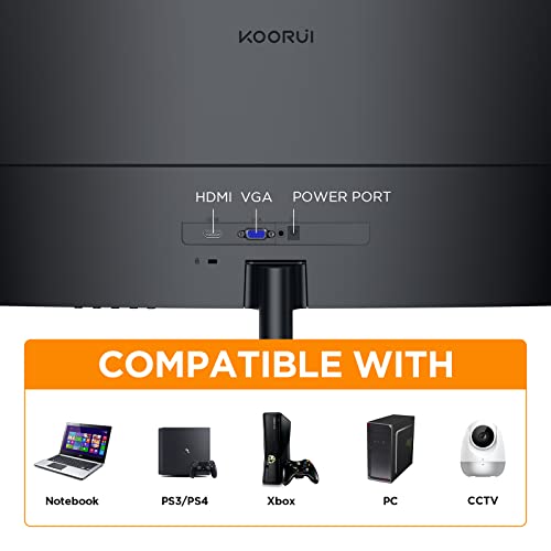KOORUI 27 Inch Curved Monitor, Full HD 1080P 75Hz Computer Monitor, 1500R HDMI VGA, Tilt Adjustment, Eye Care, Black