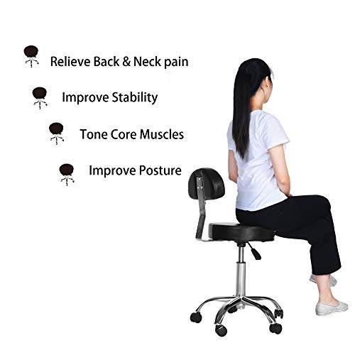 Gotian Chair Workstation Hydraulic Lift Round Stool Beauty Chair Treatment for Beauty Salons, Coffee, PC Gaming Desk, Study Desk, Home Office Coffee Tea Table Black