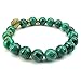 KONOV Malachite Mens Bracelet, 10mm Natural Energy Gemstone Beads Bangle, Lion Charm, Green Gold