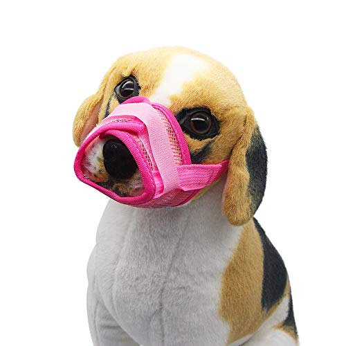 YAODHAOD Nylon Mesh Breathable Dog Mouth Cover, Quick Fit Dog Muzzle with Adjustable Straps,Pet Mouth Cover, to Prevent Biting and Screaming to Prevent Accidental Eating (L, Pink)