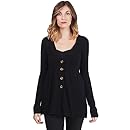 JENNIE LIU Women's 100 Pure Cashmere Deep V Neck Tunic Cashmere