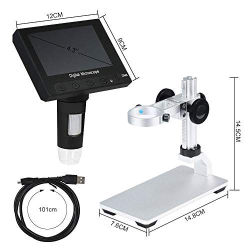 LCD Digital Microscope, Leanking 4.3 inch 50X-1000X Magnification 720P Microscope Camera