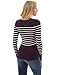PattyBoutik Women Crewneck Striped Military Sweater (Dark Purple and Ivory Large)