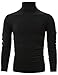 Ohoo Men's Fleece Turtleneck Sweater Slim Fit Lightweight Pullover / DCT001-BLACK-2XL