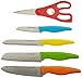 Gibson Home Colorsplash, 6 piece cutlery set with block, white wood block with assorted colored cutlery