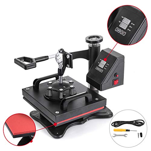 Mophorn Heat Press 12x10Inch Swing Away Heat Press Machine 650W Daul Digital Transfer Sublimation Heat Press Machine for T-Shirts with Overload Protector (12X10Inch, LED Display)
