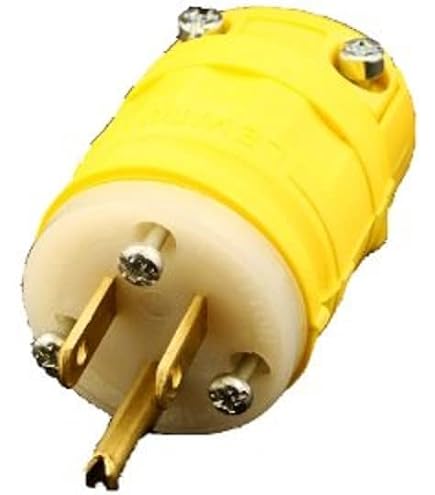Leviton 15W33 Wetguard 20A 125V Industrial Grade Connector - Yellow Weatherproof Straight Blade Plug