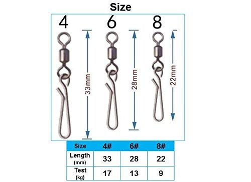 Jumping fish 100 Stück Angelwirbel Schnappverbinder Schnellwechsel Wirbel Haken Clip Connector Wirbel Angelzubehör für… – Bild 3