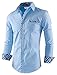 TAM WARE Mens Premium Casual Inner Contrast Dress Shirt TWNMS310S-1-SKYBLUE-M