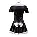 Ciel Infini Women's French Maid Costume Sexy Satin Layered Halloween Fancy Dress,Black,Tag XL=US M