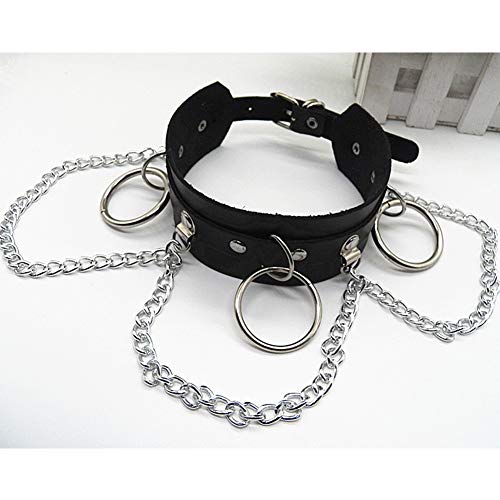 Collare-in-Pelle-Jewelry-Choker-Regolabile-Punk-Breve-Clavicola-Collana-Geometrica-Archetto-Collo-Con-Le-Decorazioni-a-Catena