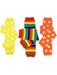juDanzy 3 Pair Baby Boy And Girl Leg Warmers stripes, Polka Dot, Rainbow (One Size)