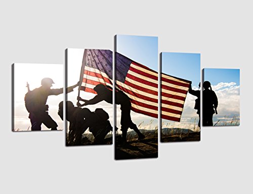 5 Panel Canvas USA Flag Background Military Family American Flag Wall
Art Painting Modern Posters and Prints Pictures for Living Room, Home
Decor Gallery-wrapped Set 5 Piece Framed(60''W x 32''H)