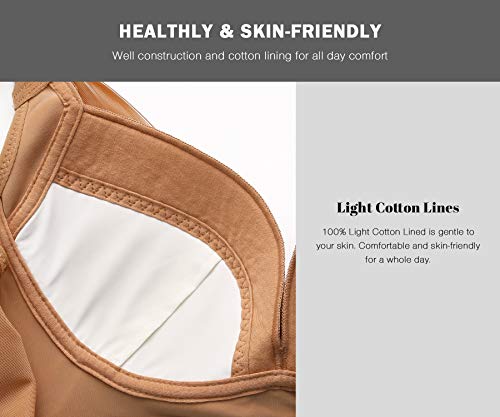 HANSCA Women's Push Up Wirefree Bra Lightly Padded Full Cup Cleavage Bra Plus Size Comfort (Pecan, 36B) - Thumbnail 6
