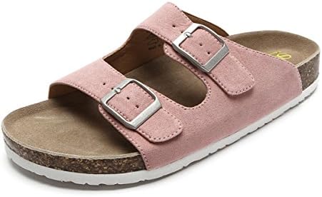 Mens Soft Footbed Sandals Classic Casual Adjustable Two Buckle Cork Sandals for Women