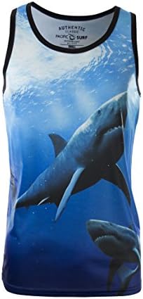 Men's Sublimation Summer Slim Fit Tank Top Swimming Sharks X-Large