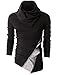 H2H Mens Fashion Turtleneck Slim Fit Pullover Sweater Oblique Line Bottom Edge BLACK US S/Asia M (KMTTL045)