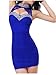 Blue Cheongsam Style Lace Halter Backless Bodycon Prom Cocktail Mini Dress