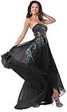 Meier Women's Strapless Peacock Embroidery Chiffon Gown