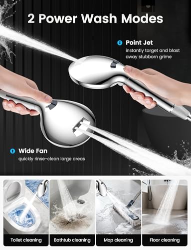 FEELSO Hard Water Filter Shower Head, 15 Stage Shower Filter, 5+2 Spray Modes High Pressure Shower Heads and 1.5M Hose, Universal Handheld Filtered Shower Head for Remove Residual Chlorine - Silver