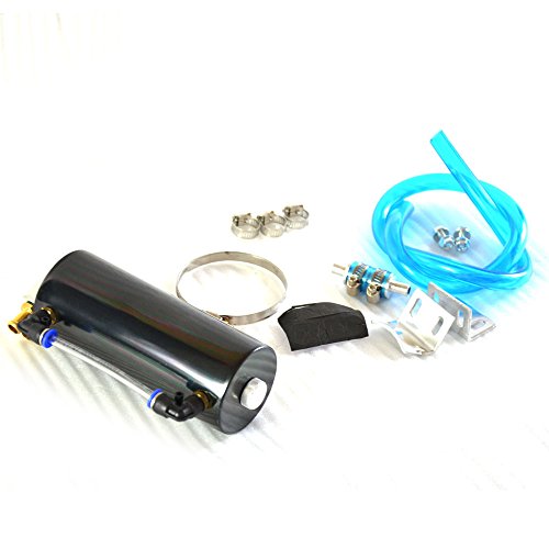 Oil Catch Tank,Universal 750ml Aluminum Round Engine Oil Breather Tank Catch Can Reservoir Kit Black - Thumbnail 2