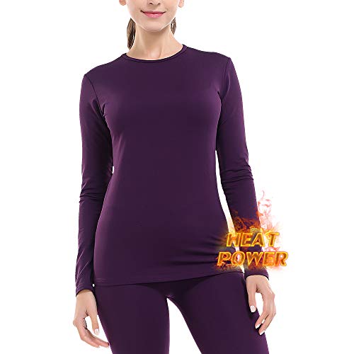 MANCYFIT Long Johns Set for Women Fleece Lined Thermal Underwear Dark Purple Medium at Amazon
