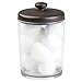 InterDesign Gina Bathroom Vanity Canister Jar for Cotton Balls, Swabs, Cosmetic Pads - Clear/Bronze