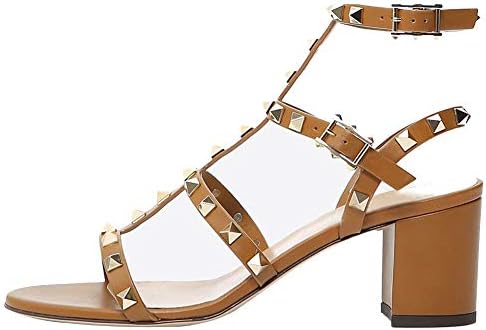 studded gladiator block heels