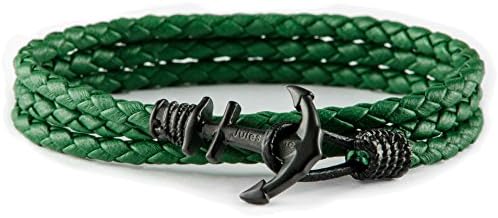 Men Leather Anchor Bracelt. Gold , Silver or Brass platted bracelet with anchor. Nautical style