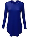 NINEXIS Women's Crewneck Long Sleeve Curved Hem Flowy Tunic Top S-3XL (11 Colors)
