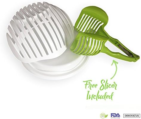 Salad Cutter Bowl, 60 Second Salad Maker, Vegetables &amp; Fruit, Easy to Clean and Durable, with Free Handheld Slicer Included - by Innovatus