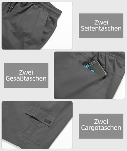 JACKETOWN Men's Cotton Cargo Shorts - Summer Casual Bermuda Shorts With Elastic Waist