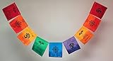 Tibetan Buddha Eyes, Om Mani Padme Hum prayer flags. Flags have a quote from the Dalai Lama.
