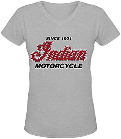Blackwhitem Women's Indian Motorcycle Since 1901 V-Neck Slim T-Shirt XXL Grey