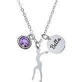 Personalized Gymnastics Necklace with Name Engraved & Birthstone Charm, Custom Gymnastics Jewelry - Gymnast Necklace For Gymnast