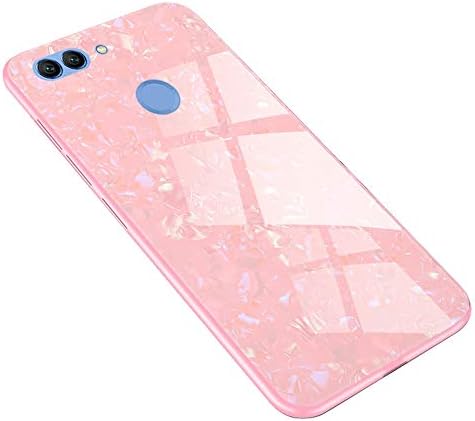 Huawei Nova 2 Plus Case, HENGHUA Soft TPU Glass Back Beautiful Shell Pattern Impact Resistance Fashion Glitter Scratch-Resistant Popular Smartphone Case for Huawei Nova 2 Plus 5.5" (Pink)