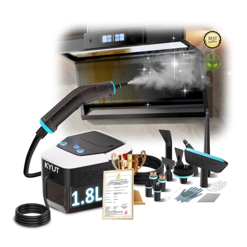 KYUT 16-in-1 Steam Cleaner, 80% Higher Cleaning Efficiency, Industry Leader No. 1, Handheld Steam Cleaner, Triple Safety Protection, 6 Certificates of Compliance, 1.8 L Tank for Household, Kitchen and