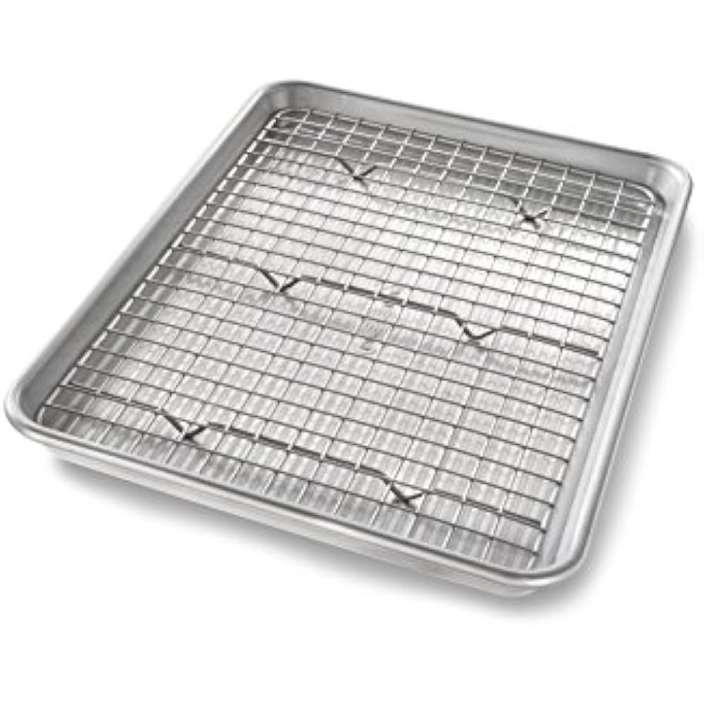 1604CR Quarter Sheet Baking Pan Bakeable Nonstick Cooling Rack Metal