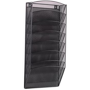 Klickpick Office 8 Sections Hanging Files Wall Mounted Metal Mesh File Document Organizer Magazine Holder Rack Organizer Racks Multipurpose Use to Display Files, Magazine, Newspapers- Black