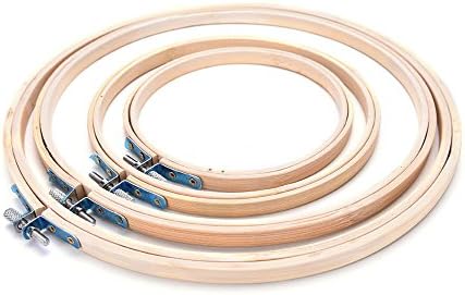 Promisy 4 Pieces Embroidery Hoop Set,Bamboo Circle Cross Frame Stitch Hoop Ring