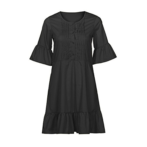 KIKOY Women's 3/4 Sleeve Vintage Boho A-Line Dress Casual Loose T-Shirt Dress