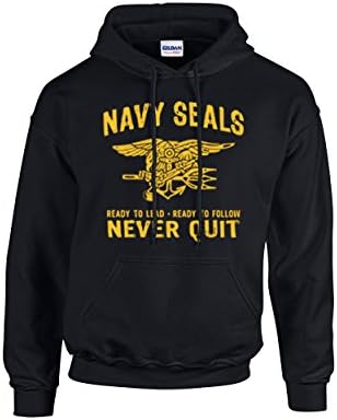 United States Navy Seals Never Quit Hooded Sweatshirt US Navy-Black-large