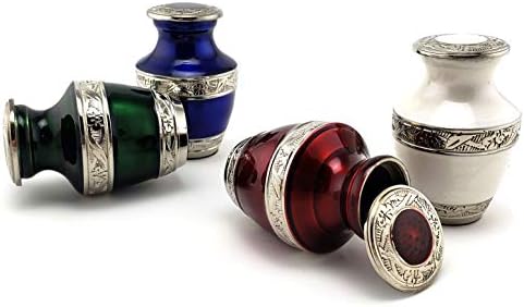 Premium Quality Memorial Mini Keepsake Urns Handcrafted to Perfection Engraved with Unique Design - Small Keepsake Cremation Urn for Ashes Handmade Funeral Urns Set of 4