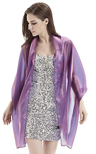Alivila.Y Fashion Womens Organza Bridal Evening Soft Wrap Scarf Shawl-Purple Organza