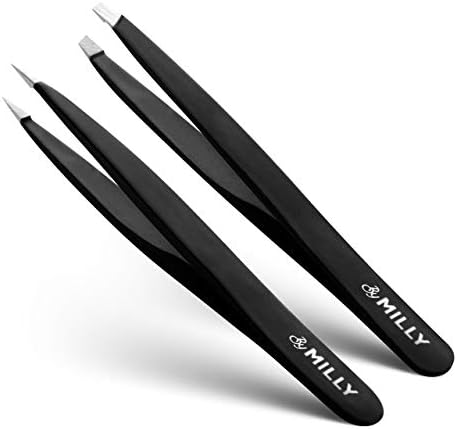 Tweezer Guru Ingrown Hair Tweezers - Pointed Precision Tweezers For Eyebrows & Ingrown Hair Removal - Blackhead And Splinter Tweezer With Sharp Needle Nose Point (2 Piece Set, Black (Point Slant)) In - Foto 6