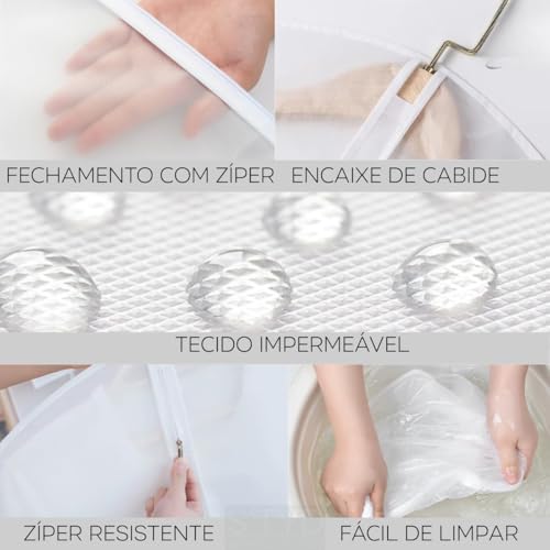 Kit 5 Capas Protetoras para Roupas com Zíper Transparente, 60x120cm, Impermeável e Anti Poeira, Ideal para Terno, Vestido, Casaco, Jaqueta e Organização de Guarda-Roupa
